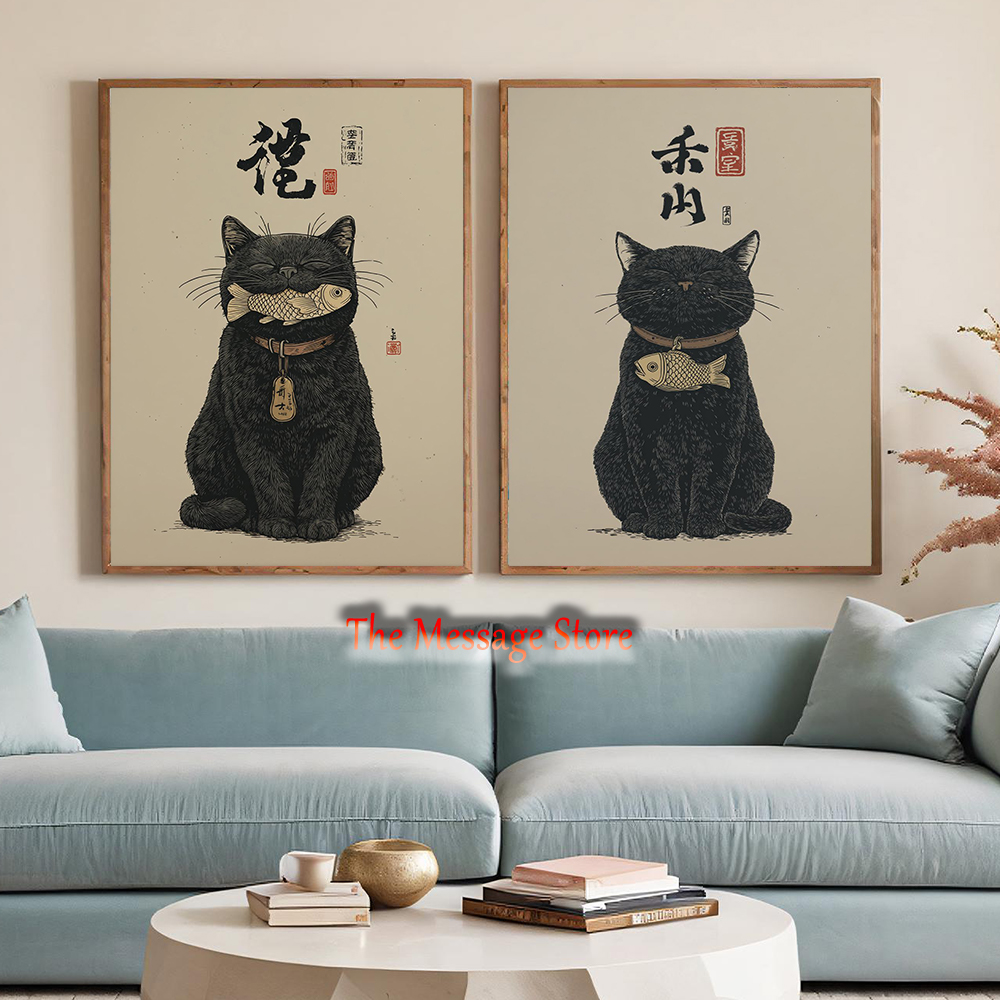 Black Lucky Cat Ukiyo-e Japane - Japanese Lifestyle And Traditions review and price