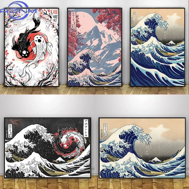 AZNM Canvas Painting Big Wavy  - Japanese Lifestyle And Traditions review and price