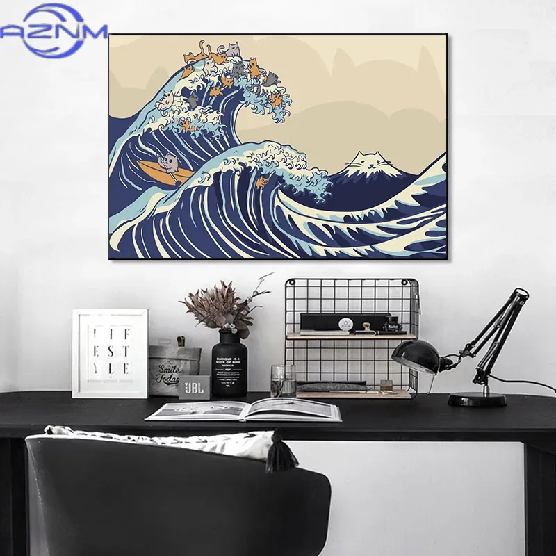 AZNM Canvas Painting Big Wavy  - Japanese Lifestyle And Traditions review and price